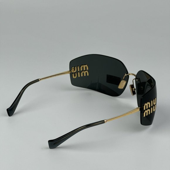 Miu Miu MU54YS 5AK5S0 BRAND NEW Sunglasses Gold Grey Wraparound Rimless Women main image 5